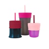 image:imageBoon SNUG Silicone Straw Sippy Cup  Set of 3 Lids 3 Straws amp Toddler Cup  Convert Kids Cups  MintPink