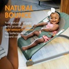 image:imageBoon Slant Portable Baby Bouncer  Folding Baby Seat for Infants  Lightweight Portable Baby Chair with Machine Washable Fabric and 3Point Harness  Dark GreenDark Green