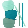 image:imageBoon SNUG Silicone Straw Sippy Cup  Set of 3 Lids 3 Straws amp Toddler Cup  Convert Kids Cups  MintGreen