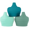 image:imageBoon Snug Silicone Sippy Cup Lids  Convert Kids Cups or Toddler Cups into Sippy Cups  Toddler Feeding Supplies  3 Count  MultiGreen
