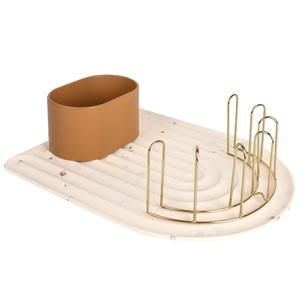 image:imageBoon ARC Modular Baby Bottle Drying Rack  Includes Silicone Drying Mat Accessory Cup and 7Prong Wire Bottle Rack  Baby Essentials