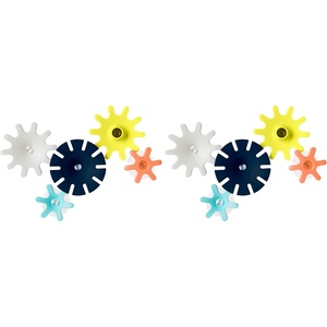 image:imageBoon Cogs Baby Bath Toys  Spinning Gear Themed Sensory Baby Toys for Bathtub  Suction Toys for Bathtub Walls  Navy and Yellow  5 Count  Ages 12 Months and UpPack of 10