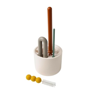 image:imageBoon Mod Baby Bottle Brushes  Includes Bottle Cleaner Brush Straw Cleaner Brush Nipple Brush and Detail Brush for Baby Bottles  Baby Bottle and Straw Brush Cleaning Set  Deco  4 CountMulticolor