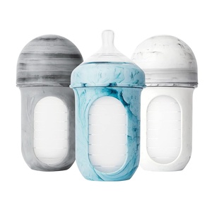 image:imageBoon Nursh Bottles  Medium Flow  Silicone Baby Bottles Help Ease Colic Symptoms  Formula and Breast Milk Only Touch Platinum FoodSafe Silicone  Mint  36 Months  3 Count  8 OunceTie Dye