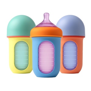 image:imageBoon Nursh Bottles  Medium Flow  Silicone Baby Bottles Help Ease Colic Symptoms  Formula and Breast Milk Only Touch Platinum FoodSafe Silicone  Mint  36 Months  3 Count  8 OunceColor Block