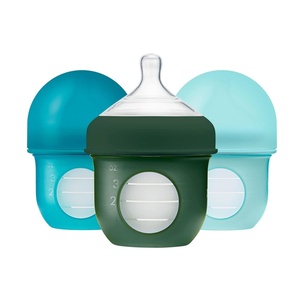 image:imageBoon Nursh Bottles  Silicone Baby Bottles Help Ease Colic Symptoms  Formula and Breast Milk Only Touch FoodGrade Silicone  Slow Flow  Speckle Green  4 OunceBlue