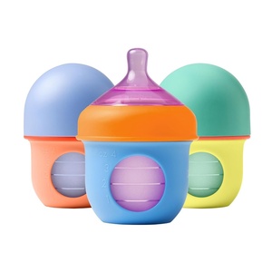 image:imageBoon Nursh Bottles  Silicone Baby Bottles Help Ease Colic Symptoms  Formula and Breast Milk Only Touch FoodGrade Silicone  Slow Flow  Speckle Green  4 OunceColor Block