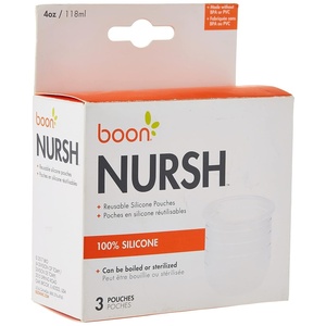 image:imageBoon Nursh Reusable Replacement Pouch with Collapsible Silicone Pouch Design  Everyday Baby Essentials  Stage 1 Slow Flow Bottles  Gray  4 Oz4 Ounce