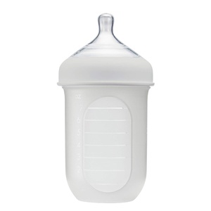 image:imageBoon Nursh Reusable Silicone Baby Bottle with Collapsible Silicone Pouch Design  Everyday Baby Essentials  Stage 2 Medium Flow Baby Bottles  Gray  8 Oz1 Count Pack of 1