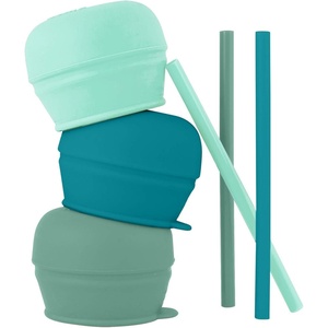 image:imageBoon SNUG Silicone Straw Sippy Cup  Set of 3 Lids 3 Straws amp Toddler Cup  Convert Kids Cups  MintGreen