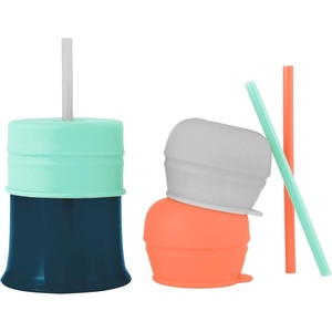 image:imageBoon SNUG Silicone Straw Sippy Cup  Set of 3 Lids 3 Straws amp Toddler Cup  Convert Kids Cups  MintMint