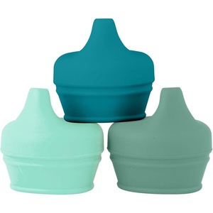 image:imageBoon Snug Silicone Sippy Cup Lids  Convert Kids Cups or Toddler Cups into Sippy Cups  Toddler Feeding Supplies  3 Count  MultiGreen