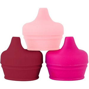 image:imageBoon Snug Silicone Sippy Cup Lids  Convert Kids Cups or Toddler Cups into Sippy Cups  Toddler Feeding Supplies  3 Count  MultiPink