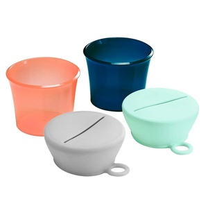 image:imageBoon Snug Toddler Snack Containers with Lids  Includes 2 Lids and 2 Baby and Toddler Spill Proof Cups for Snacks  Toddler Snack Cups for Home and Travel Essentials  Pink and BlueMint