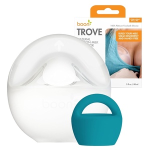 image:imageBoon Trove Silicone Manual Breast Pump Set  Hands Free Breast Milk Collector  Includes Polyester Travel Pouch  Breastfeeding Essentials  2 Count1 Count