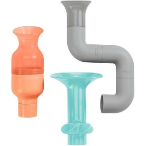 image:imageBoon Tubes Toddler Bath Toys  Bathtub Building Toys with Suction Cups  Toddler Sensory Toys and Bathtub Essentials  Blue  3 Count  Kids Ages 12 Months and UpGray