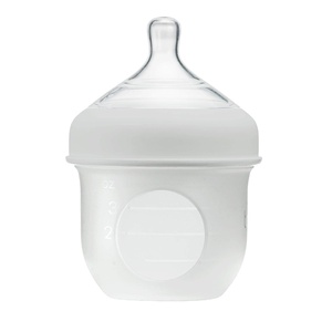 image:imageBoon Nursh Reusable Silicone Baby Bottle with Collapsible Silicone Pouch Design  Everyday Baby Essentials  Stage 1 Slow Flow Baby Bottles  Gray  4 Oz