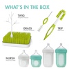 image:imageBoon NURSH Silicone Bottles and Grass Bundle Bottles amp Cleaning Accessories Starter SetSquare Drying Rack with Bottles