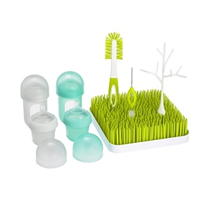 image:imageBoon NURSH Silicone Bottles and Grass Bundle Bottles amp Cleaning Accessories Starter SetSquare Drying Rack with Bottles